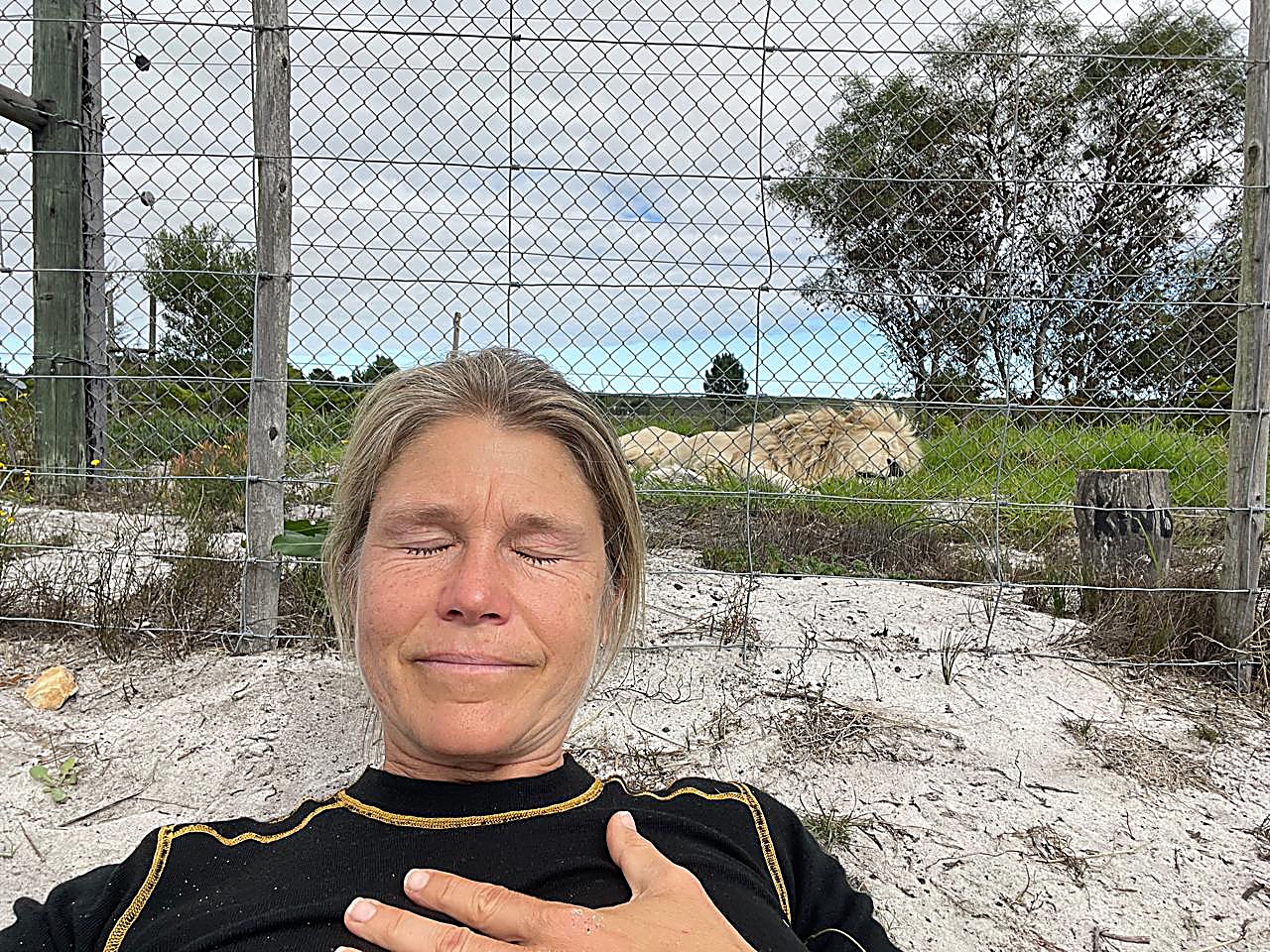 Cathrine LionHeart with Oliver the white lion